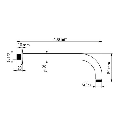 Braccio Doccia per Soffioni Lungo 40 cm in Acciaio Inox