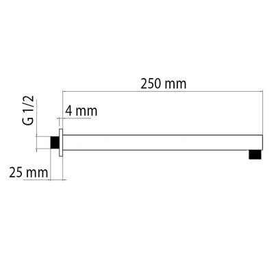 Braccio Doccia Quadrato 25 cm in Acciaio Inox