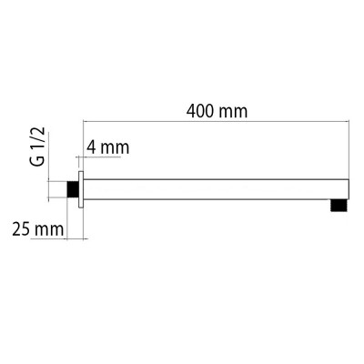 Braccio Doccia Design Moderno di 40 cm Acciaio Inox