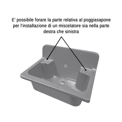 Vasca lavatoio Con Alzatina L. 55.6 Cm Da Esterno