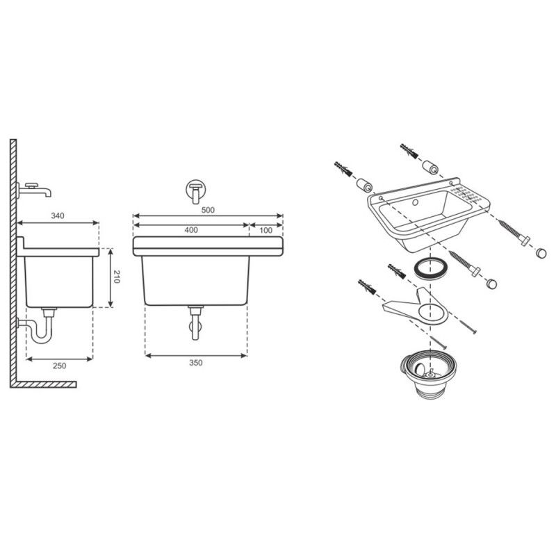 Pilozzo Lavatoio Da Esterno In Resina 50 X 34 Grigio Con Portasapone