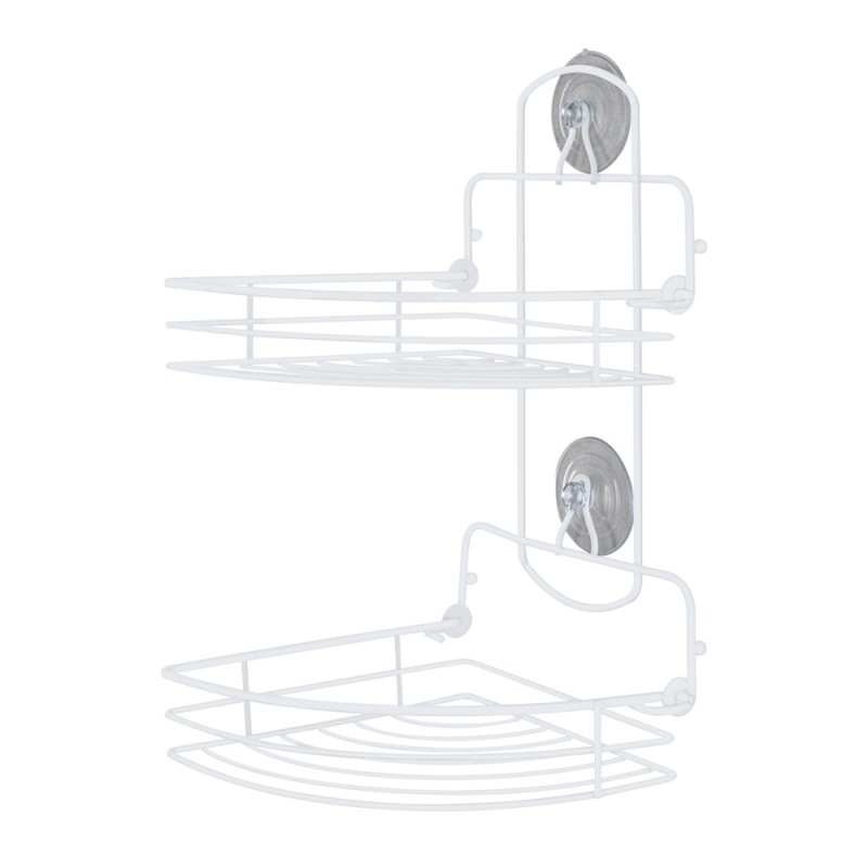 Mensola Angolare Bianca 2 Ripiani Pieghevoli con Ventose
