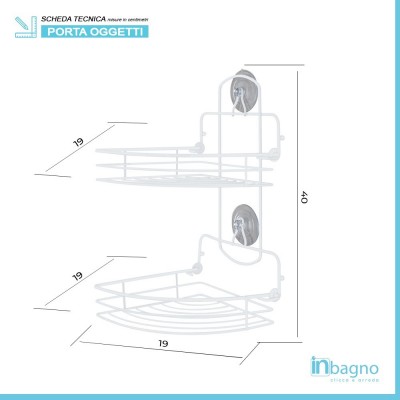 Mensola Angolare Doccia 2 Ripiani Pieghevoli bianco
