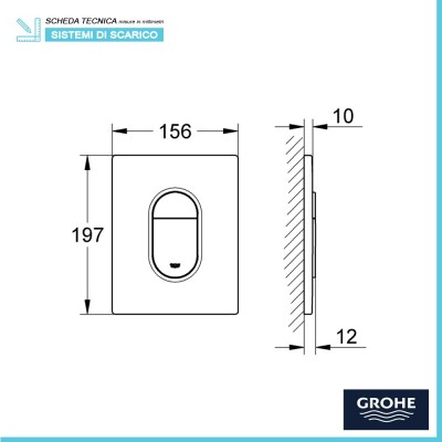 Misure placca di azionamento grohe Arena cosmopolitan bianca per cassetta incasso