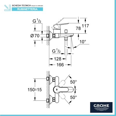 Miscelatore vasca/doccia grohe bauedge