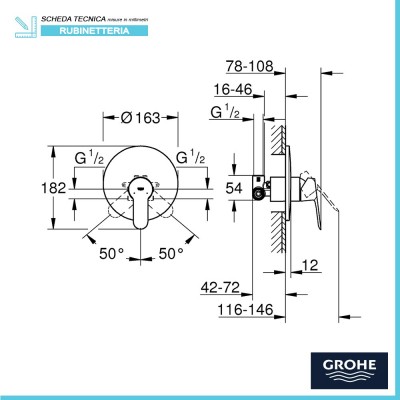 Miscelatore doccia incasso grohe bauedge