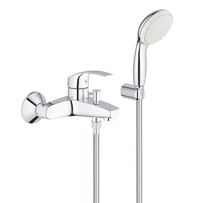 Miscelatore vasca doccia cromo Grohe Eurosmart completo di doccetta