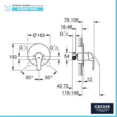 miscelatore doccia grohe eurosmart cromo completo di corpo da incasso