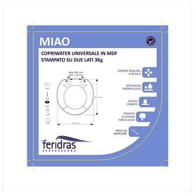 Copriwater Universale in MDF Stampato  Miao Feridras - 3