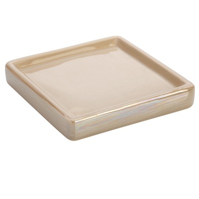 Portasapone In Ceramica Lucida Beige A Forma Di Cubo