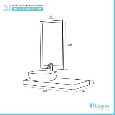 Mensolone Bagno Sospeso In Nobilitato Melaminico Colore Cemento 120 cm Feridras - 4