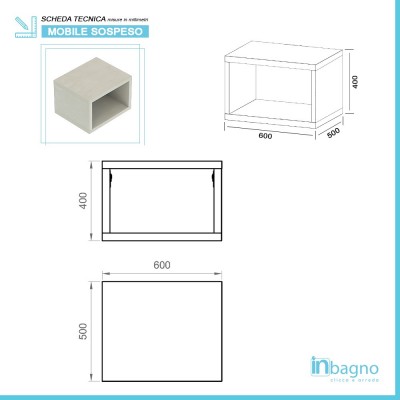 Misure Mobile Bagno Sospeso da 60 cm