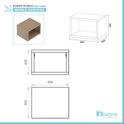 Misure Mobile consolle sospesa da 60 cm