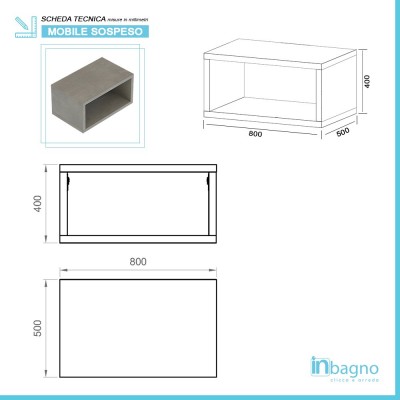 Misure Mobile Bagno Sospeso Color Grigio Cemento da 80 cm