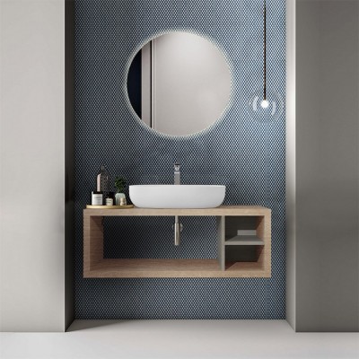 Composizione Bagno Aperta Sospesa Colore Rovere da 110 cm