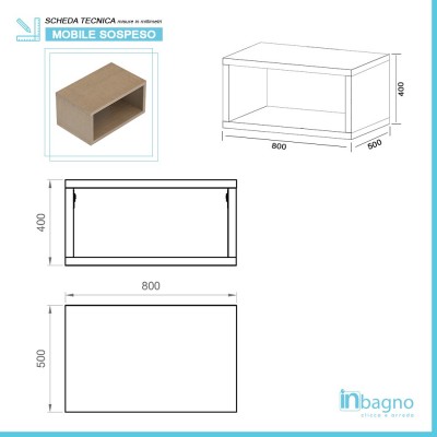 Misure Mobile Bagno Aperto Moderno Sospeso 80 cm