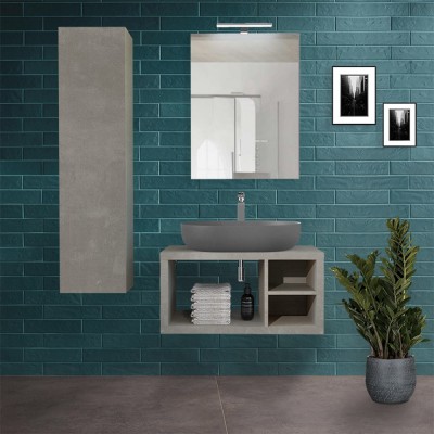 Composizione Bagno + Organizer Organizer color Grigio Cemento