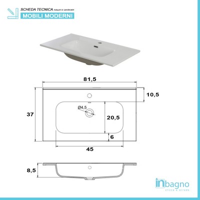 Mobile Bagno Sospeso 2 Ante Tortora L.80cm con Specchio Feridras - 6