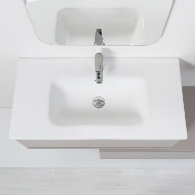 Mobile Bagno Sospeso Tortora L. 90 cm Completo di Specchio Feridras - 8