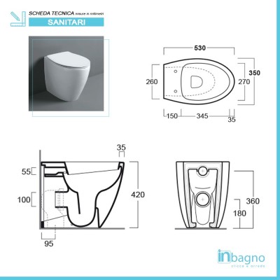 Sanitari Filomuro con Wc Copriwc Flat e Bidet Modello LTF di Simas Simas - 3