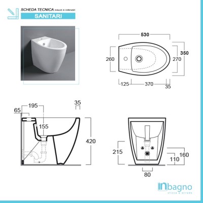 Sanitari Filomuro con Wc Copriwc Flat e Bidet Modello LTF di Simas Simas - 4