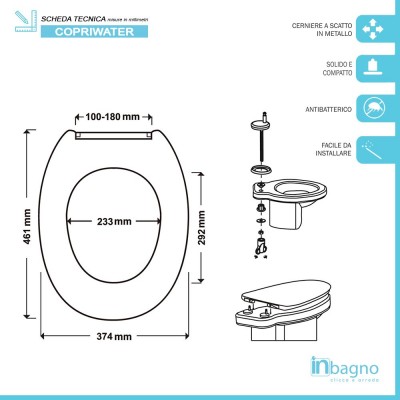 misure Copriwater Universale Compatto Rallenty Bianco